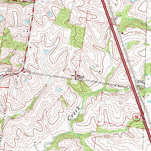 Topographic Map of Clover Hills School, MO
