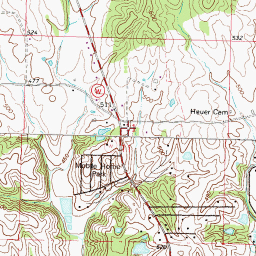 Topographic Map of Randol School (historical), MO