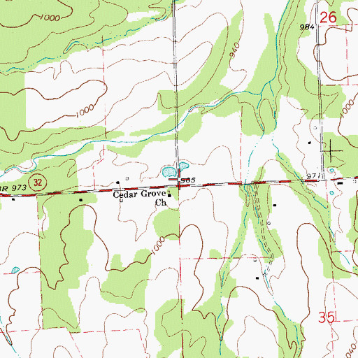 Topographic Map of Cedar Grove School (historical), MO