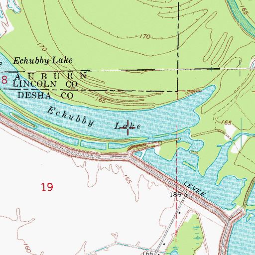 Topographic Map of Echubby Lake, AR