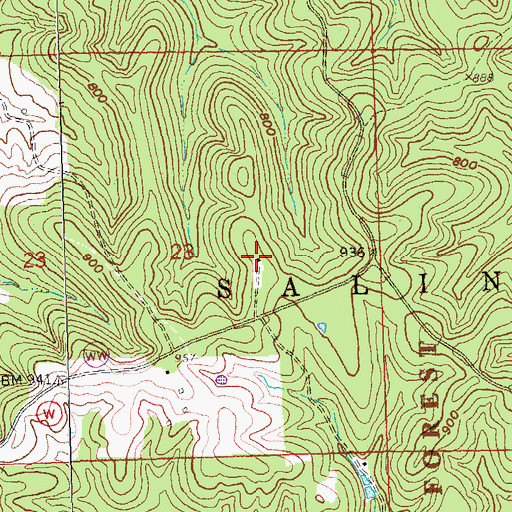 Topographic Map of Centenial School, MO