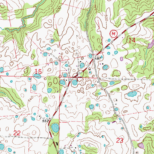 Topographic Map of Knob School (historical), MO
