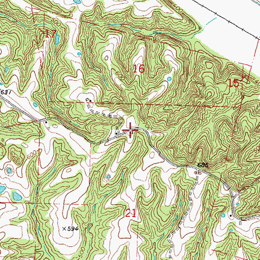 Topographic Map of Hoff School, MO