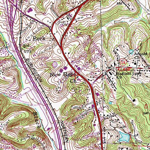 Topographic Map of Oak Ridge School (historical), MO