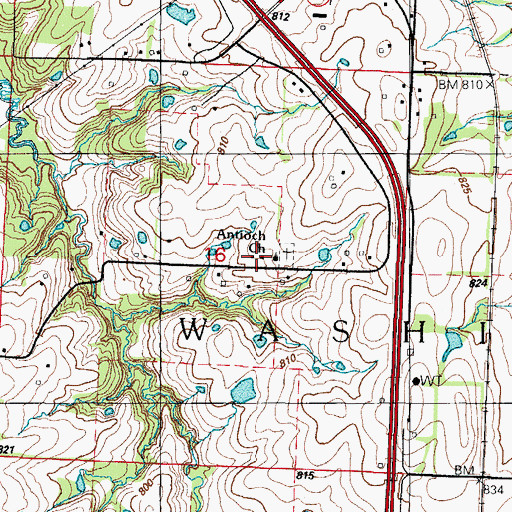 Topographic Map of Antioch Church, MO