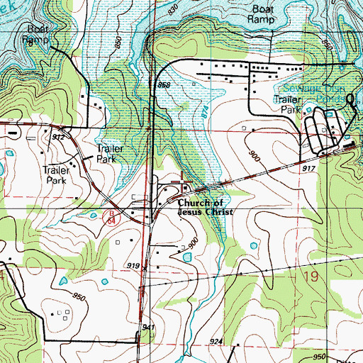 Topographic Map of Church of Jesus Christ, MO