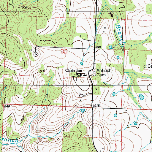 Topographic Map of Christian Church, MO