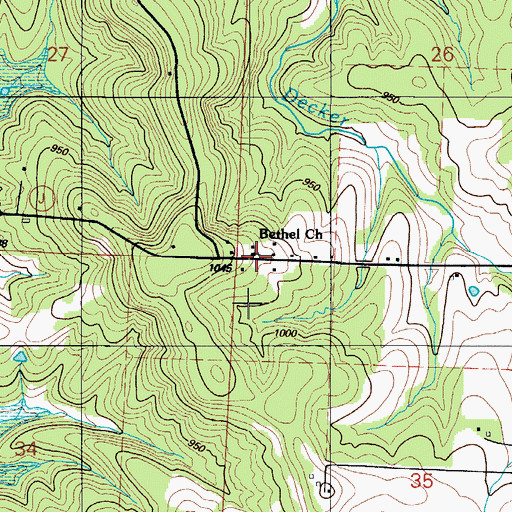 Topographic Map of Bethel Southers Baptist Church, MO