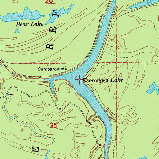 Topographic Map of Escronges Lake, AR