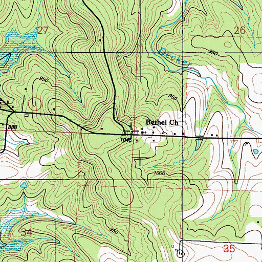 Topographic Map of Pittsburg Volunteer Fire Department, MO