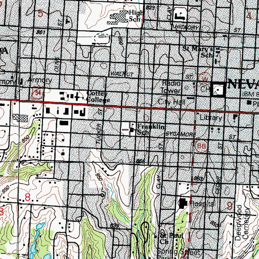 Topographic Map of Franklin School (historical), MO