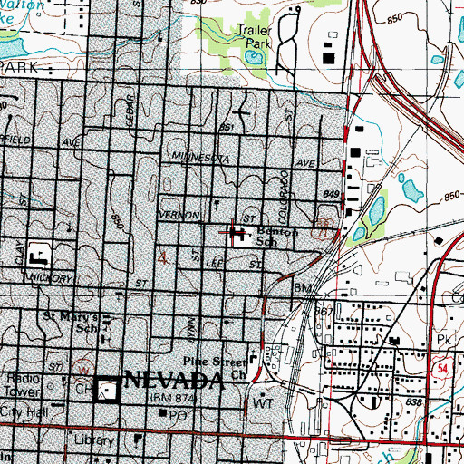 Topographic Map of Benton Elementary School, MO