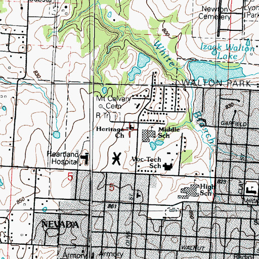 Topographic Map of Heritage Baptist Church, MO