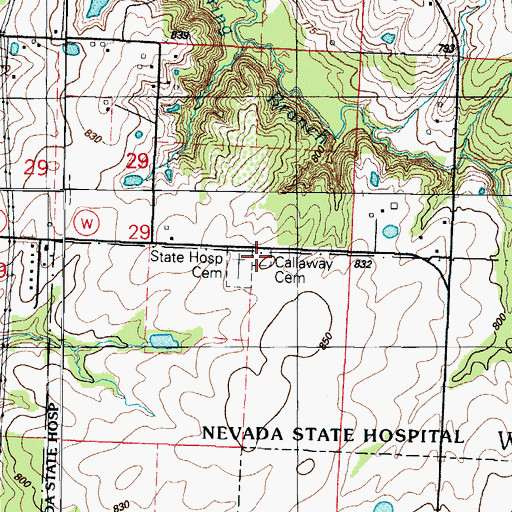 Topographic Map of Callaway Cemetery, MO