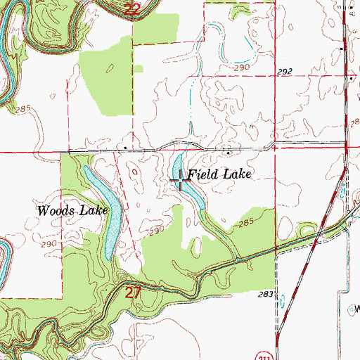 Topographic Map of Field Lake, AR