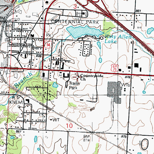Topographic Map of Countryside Assembly of God Church, MO