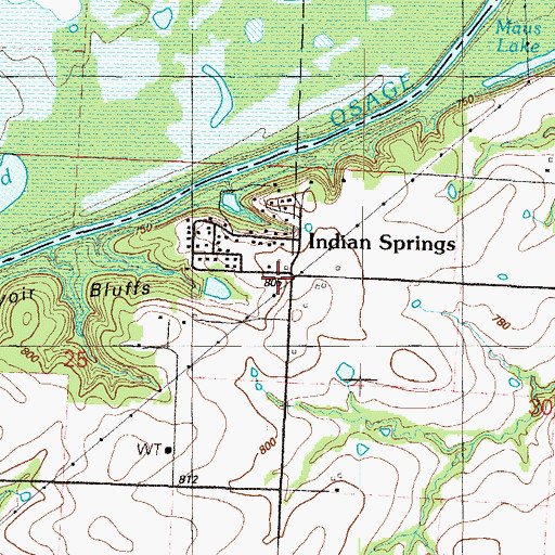 Topographic Map of Indian Springs, MO