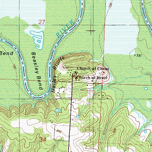 Topographic Map of Church of Christ, MO