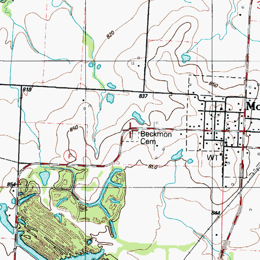 Topographic Map of Beckman Cemetery, MO
