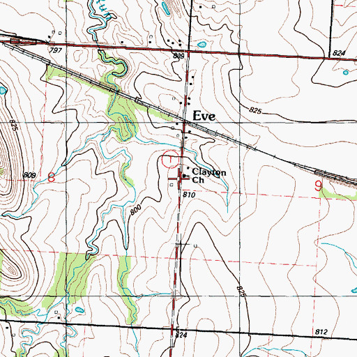 Topographic Map of Clayton Christian Church, MO