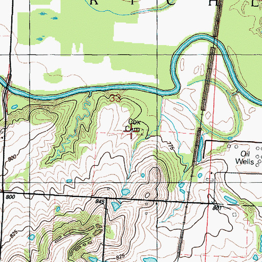 Topographic Map of Cox Cemetery, MO