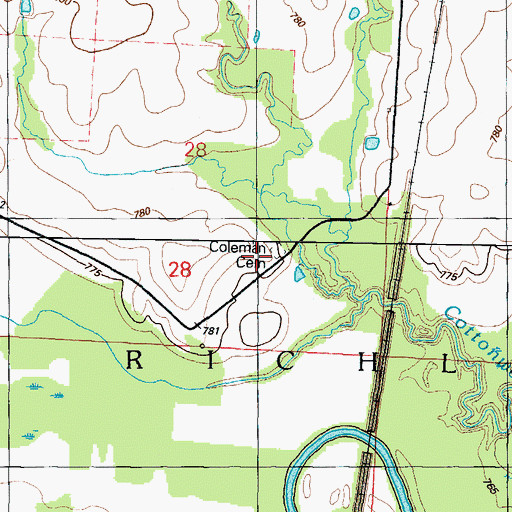 Topographic Map of White Cemetery, MO