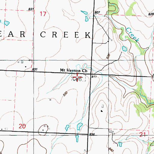 Topographic Map of Mount Vernon Cemetery, MO
