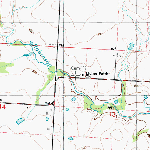 Topographic Map of Living Faith Church, MO