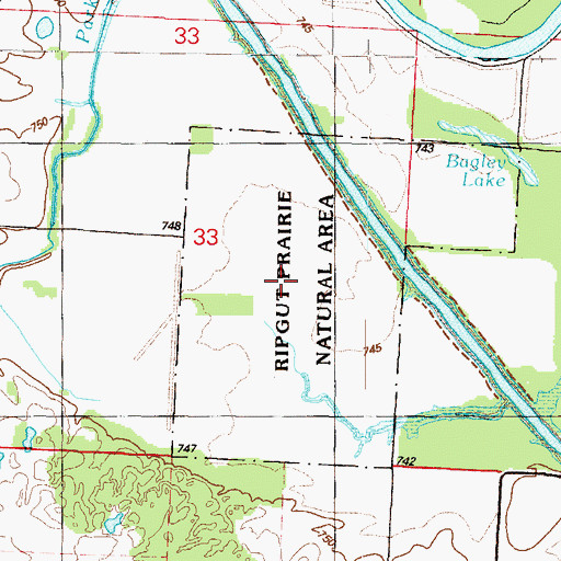 Topographic Map of Ripgut Prairie Natural Area, MO