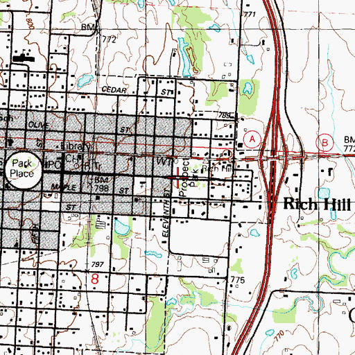 Topographic Map of Prospect Park, MO