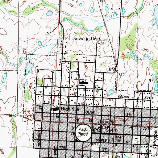 Topographic Map of Rich Hill High School, MO