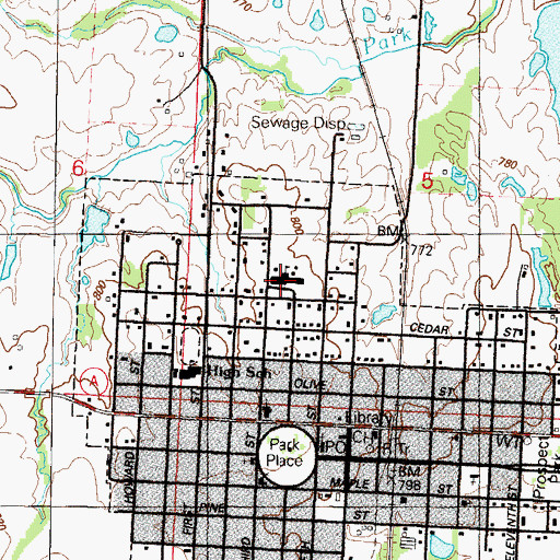 Topographic Map of Rich Hill Elementary School, MO