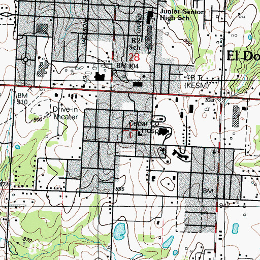 Topographic Map of Assembly of God Church, MO
