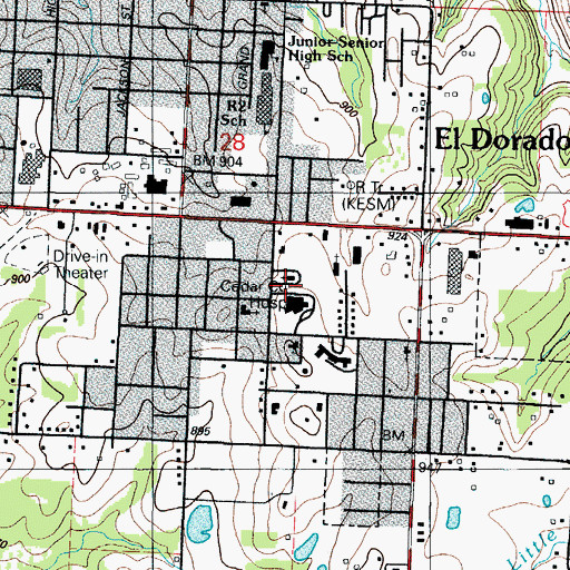 Topographic Map of Park Street Christian Church, MO