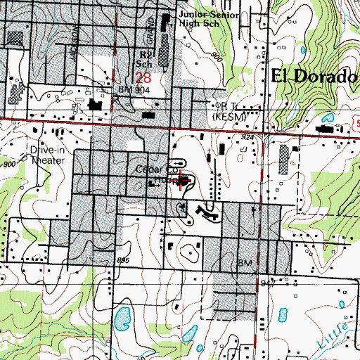 Topographic Map of Cedar County Memorial Hospital, MO