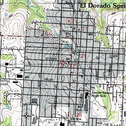 Topographic Map of First Baptist Church, MO