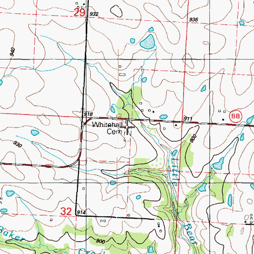 Topographic Map of Whitehall Cemetery, MO