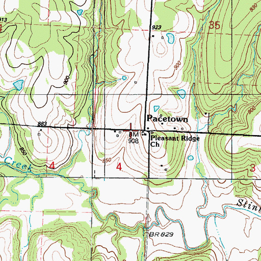 Topographic Map of Pleasant Ridge Church, MO