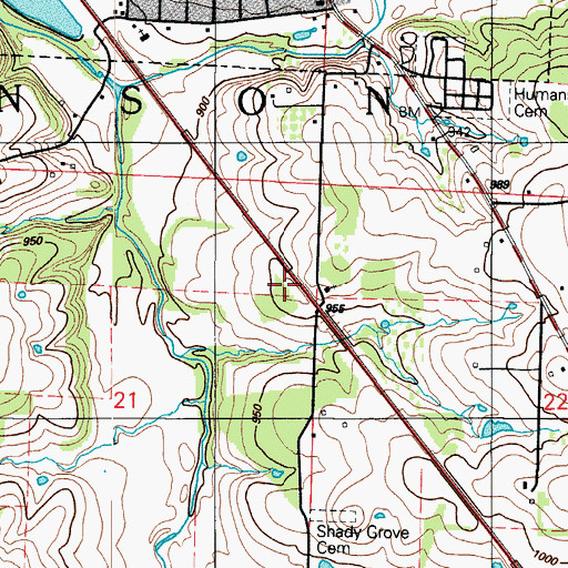 Topographic Map of Kingdom Hall Church, MO