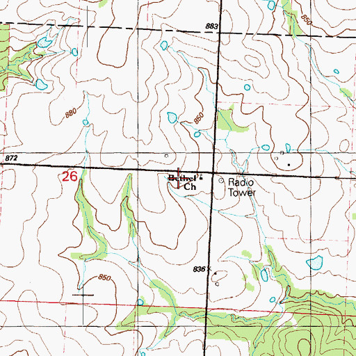 Topographic Map of Bethel Church, MO
