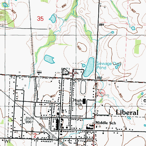 Topographic Map of Liberal City Park, MO