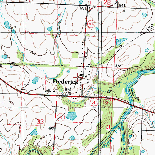 Topographic Map of Dederick Christian Church, MO
