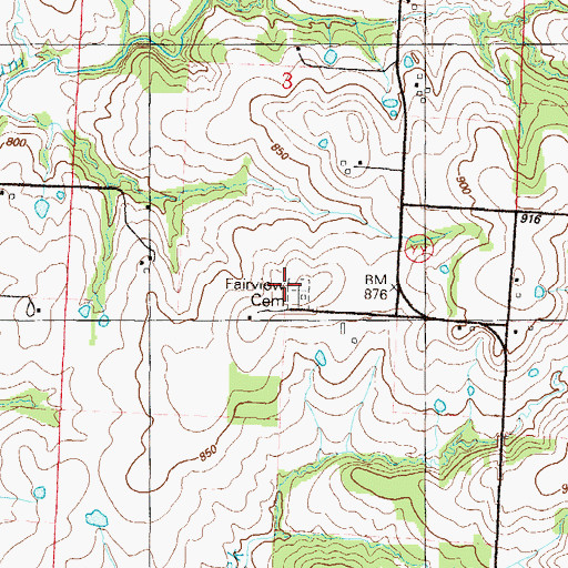 Topographic Map of Fairview Cemetery, MO