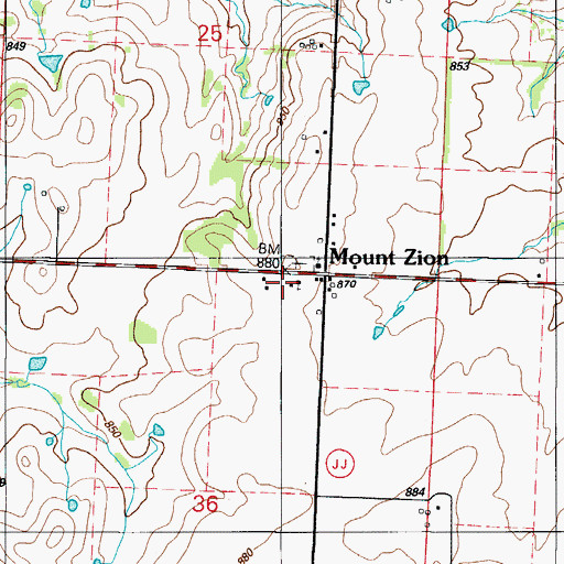 Topographic Map of Mount Zion Baptist Church, MO