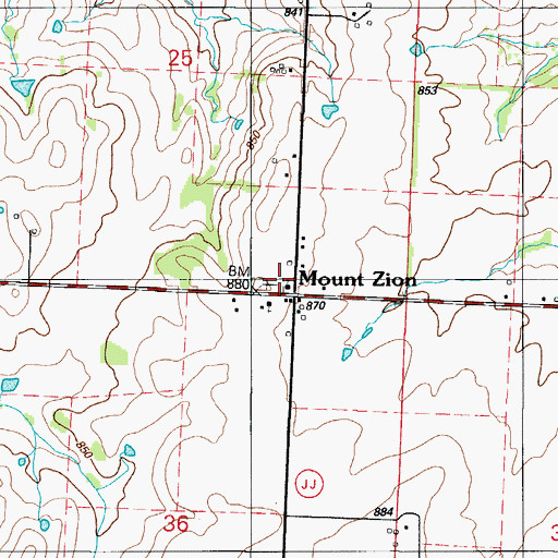 Topographic Map of Mount Zion United Methodist Church, MO