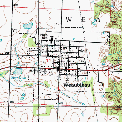 Topographic Map of Weaubleau Congregational Christian Church, MO