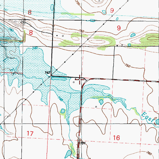 Topographic Map of Blue Mound School (historical), MO