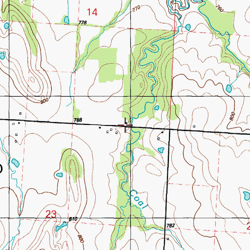 Topographic Map of Coal Creek School (historical), MO