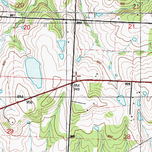 Topographic Map of Concord School (historical), MO
