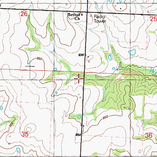 Topographic Map of Dell School (historical), MO